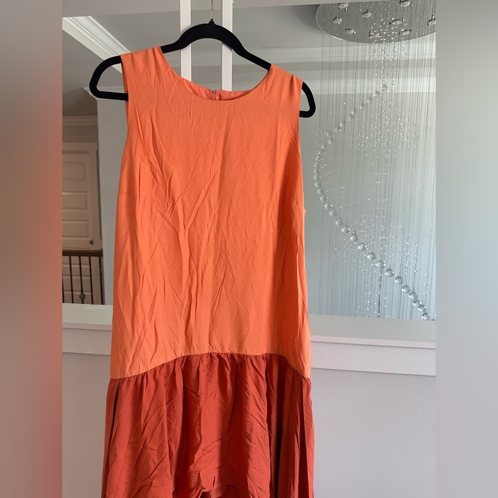 Anthropologie Hutch Orange Sleeveless Colorblock Dress - Picture 7 of 9